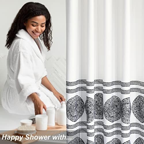 Set de perdele de duș alb negru Tamgho pentru baie - Perdele de duș boho în stil fermă pentru baie - Repelente de apă alb -negru