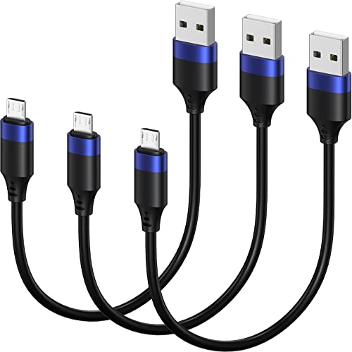 Cablu Micro USB de 1 ft scurt, Cablu de încărcare Micro USB de 3 pachete, sincronizare durabilă și cablu de încărcare rapidă