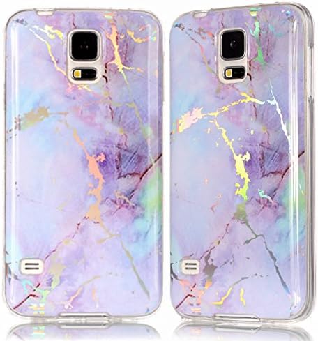 DAMONDY Galaxy S5 caz, 3d lucios marmura sclipici Ultra Subțire subțire spate piele corp plin de protecție Moale TPU cauciuc