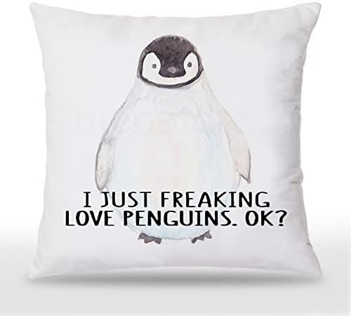 Udinaz I doar freaking dragoste pinguini bine pinguin amuzant 18 x 18 inci aruncând huse pentru perne, dormitor living fete