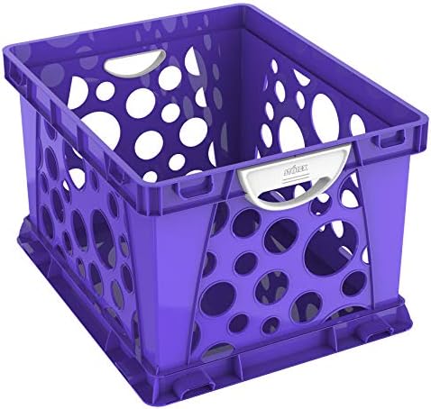 Storex Premium File Crate cu mânere modelate-scrisoare și documente legale și depozitare folder, Purple/White 3-pachet