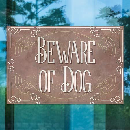 CGSIGNLAB | Ferește -te de câine -victorian card Window Cling | 30 x20
