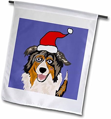 3drose drăguț amuzant Australian Ciobanesc catelus câine în Santa hat Crăciun-steaguri