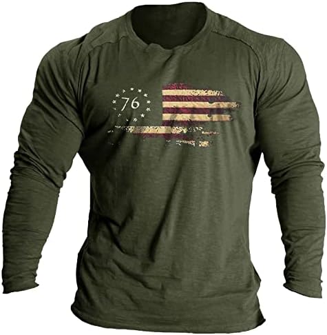Bărbați Mari Tricouri noi Bărbați cu mâneci lungi tricouri în Sspring și vara independența Americană Topuri pentru bărbați