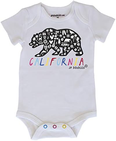 Jp DOoDLES California State Flag Bear Bodysuit, dimensiuni nou-născut la Toddler Onesie