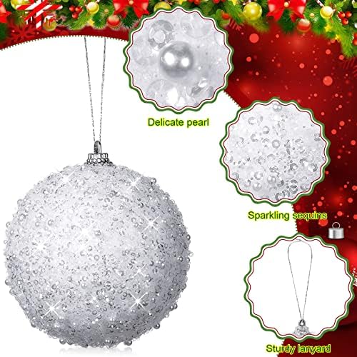 8 PC -uri de 4 inci Bilă de Ziua Îndrăgostiților de Crăciun ornamente Glitter Sequin Foam Ornamente Hanging Christmas Ball