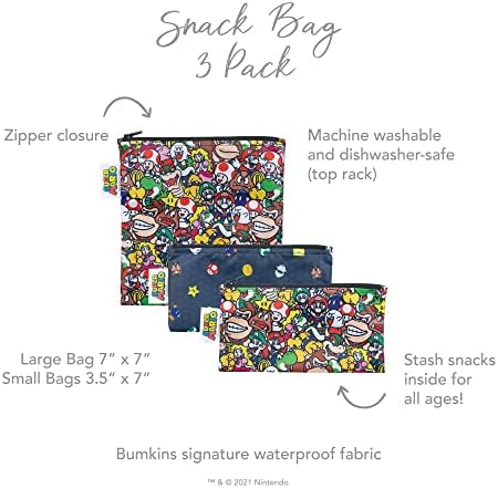 Pungi Sandwich Bumkins / pungi pentru gustări, țesătură reutilizabilă, lavabilă pentru alimente fără BPA-Nintendo Super Mario