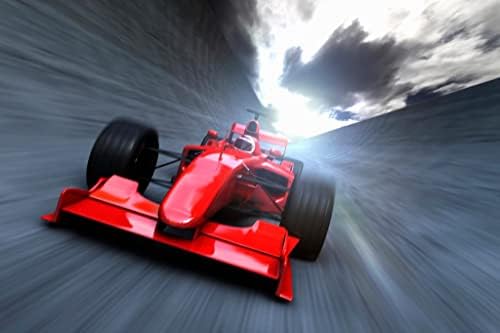 Poster Turnător Speeding Red Race Mașină pe pistă Canvas Canvas Art Decor 16x24