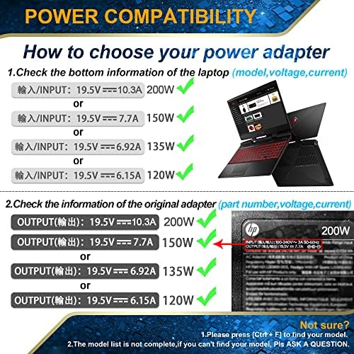 Încărcător de laptop 200W potrivit pentru HP Omen 15 17 ZBOOK 15 17 Pavilion Gaming 15 17 TPN-DA10 L00818-850 ADP-200HB B BEDY