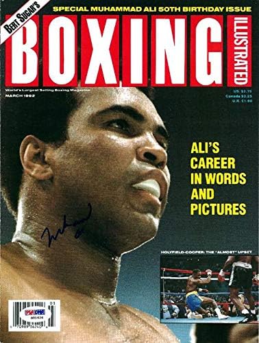 Muhammad Ali autografat Box ilustrat coperta revistei PSA / DNA S01626-reviste de box autografate