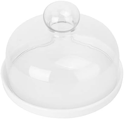 DOITOOL tavă rotundă Tigăi rotunde pentru tort Cloche din sticlă transparentă cu mâner de bază ceramică Cloche Bell Jar tort
