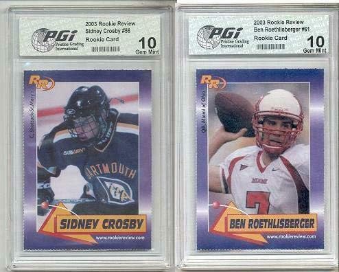 Sidney Crosby și Ben Roethlisberger 2003 Rookie Review Card Lot PGI 10 - Carduri de rookie a plătit fotbalului