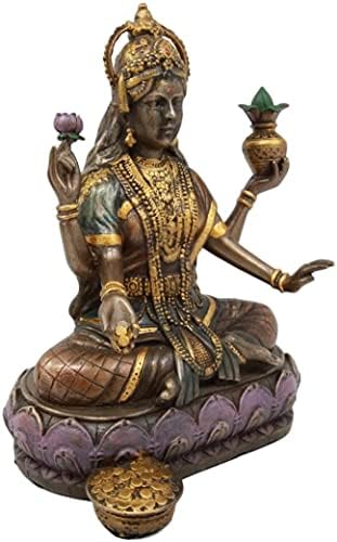 EBROS Hindus Zeiță de bogăție și prosperitate Lakshmi așezat pe statuia tronului Lotus figurină de decor hindus