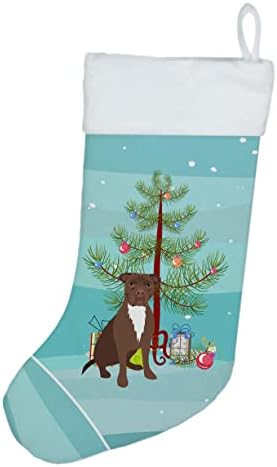 Caroline's Comorsures WDK3110CS Pit Bull Chocolate Chocolate Christmas Christmas Stocking, șemineu Stockings Stockings Sezonul