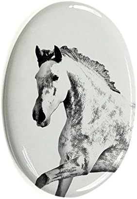 Art Dog Ltd. Andaluz, piatră funerară ovală din plăci ceramice cu imaginea unui cal