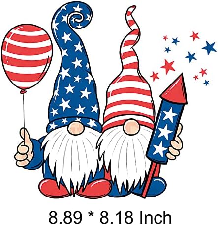 3pcs Ziua Independenței Fier pe autocolante SUA Flag Flag Gnome Fier pe decalcomanii Patch-uri Americane Patriotice Transfer