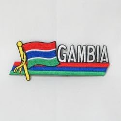 Gambia Sidekick Word Country Flag Flag On Patch Crest Insignă .. 1,5 x 4,5 inci ... NOU