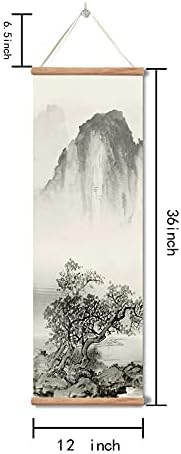 Pictura peisajului Zhugege, artă de perete alb -negru pentru dormitorul din camera de zi, decor tradițional de cerneală chinezesc,