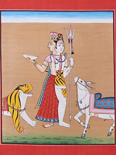 India exotică O concepție unică despre Ardhanarishvara - pictura culorilor apei pe hârtie