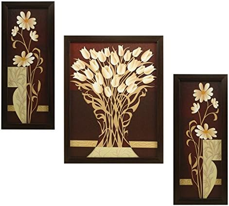 Flori Indianara Dreptunghiulară Sintetică din lemn Sintetică pictură