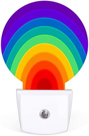 DXTKWL Rainbow Pattern imprimat Lumini de noapte rotunde 2 pachet, dragoste este dragoste plug-in LED LED-uri de noapte auto