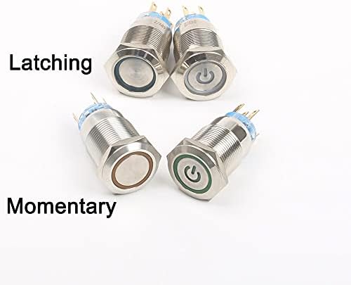 40pcs 19mm Butuc de alamă întrerupător de buton de alamă Lumină de iluminare rotundă Latching/Lock Momentary/Reset 1NO 1NC