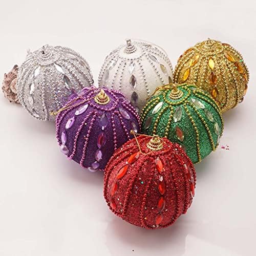 Chrindes Rhinestone Glitter Baubles Ball Xmas Ornament Decorare 8cm Garland din lemn