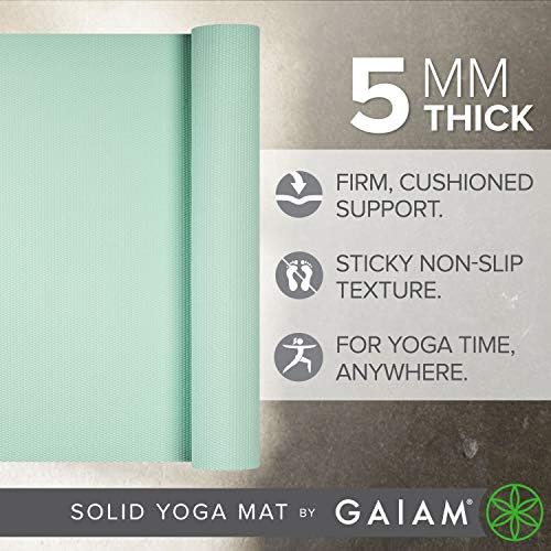 Mat Yoga Gaiam - Premium 5mm solid grosime de exercițiu non -alunecare și covor de fitness pentru toate tipurile de yoga, pilates