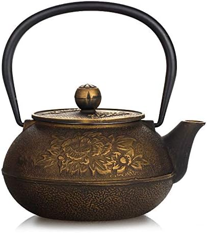 Ceainic de fier, japoneză kongfu ceai de gheață peony auriu olea de fier veche, ceainică de căptușeală neacoperită cu strat