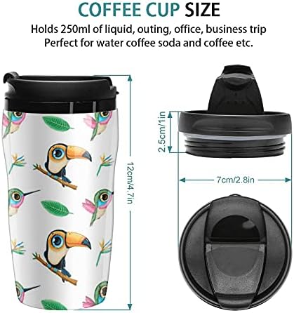 Drăguț tropical tropical toucan colibri de cafea cana de cafea cu capac pentru birou de acasă călătoresc în stil negru