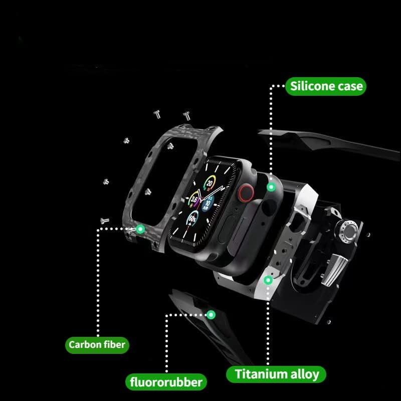 Carcasă de protecție a fibrei de carbon Nibyq pentru Apple Watch 8 7 7 45mm Silicon Cutre Accesorii de modificare de înaltă