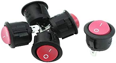 Nou Lon0167 Buton Round Red On-Off SPT Rocker Switch 6A / 250V 10A / 125V AC 5 PC-uri (ROTE RUNDE Gust on-off SPST WIPPSCHALTER