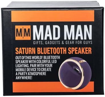 Difuzor Bluetooth Mad Man Navy Saturn cu iluminare cu LED, diametru de 4,5 inci