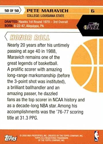 Pistol Pete Maravich 2008 Topps 50th Anniversary Honor Roll Series Mint Insert Card 50 Picturing His in sa Purple Utah Jazz
