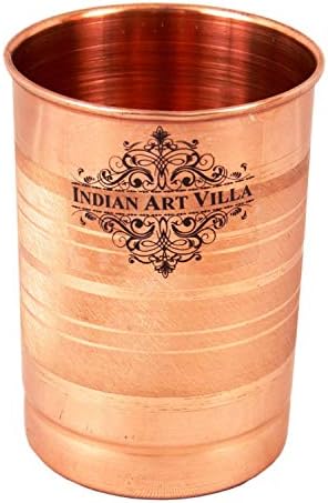 Indian Art Villa Handmade cupru ulcior ulcior 40 SUA fluid uncie Combo cu Set de 2 pahare de cupru pahar cupe 10 Fluid uncie