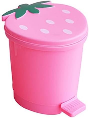 Tjlss căpșuni mini coș de gunoi pentru mașini de desene animate de casă mic cutii de gunoi mici roz roșu birou bucătărie coș