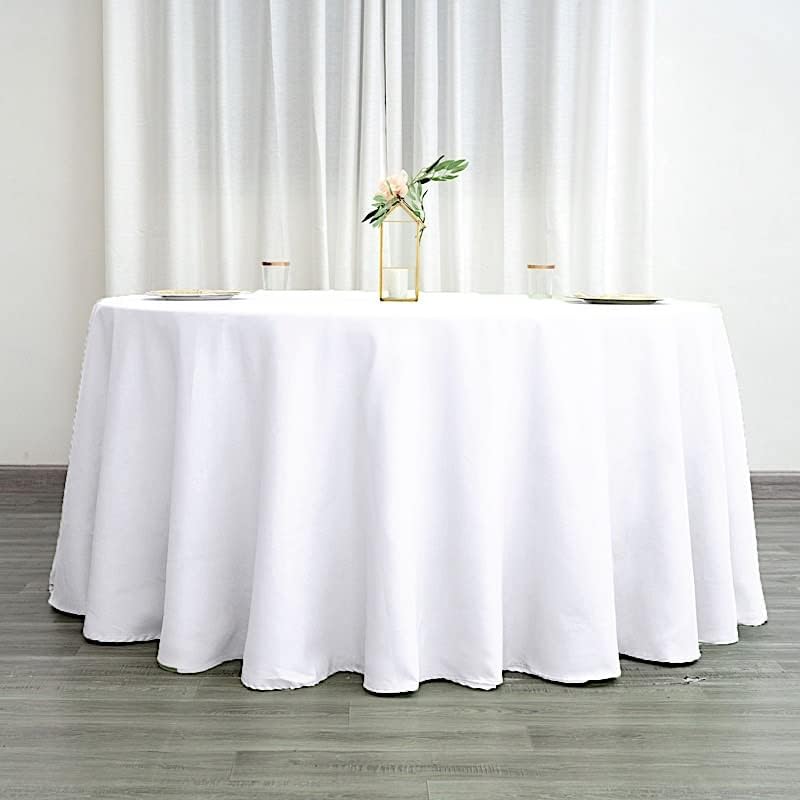 Balsacircle 120 inch alb rotund de masă rotundă de masă din țesătură lenjerie pentru petrecere de nuntă pentru recepție poliester