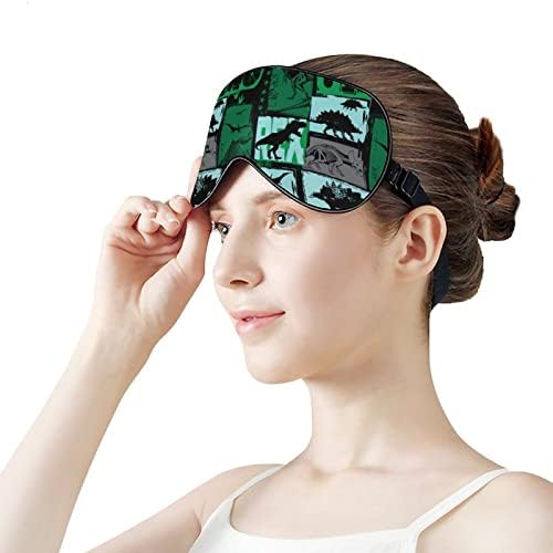 Grunge T-Rex Inosaur Sleeping Eye Mask Shade Ochi cu curea reglabilă Blind Blind pentru călătoria cu avionul