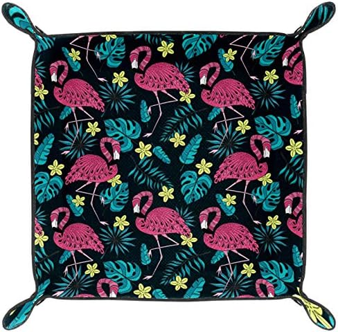 Frumoasă Flamingo și frunze Organizator Cutie de depozitare Cutie Noptieră Caddy Desktop Tavă Schimbare Tasta portofel Monedă
