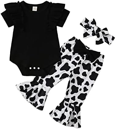 ADXSUN NOU -NOATE fetiță pentru fetiță haine de vară romper cu nervuri+dungi/flori/vacă/leopard, pantaloni evazivi