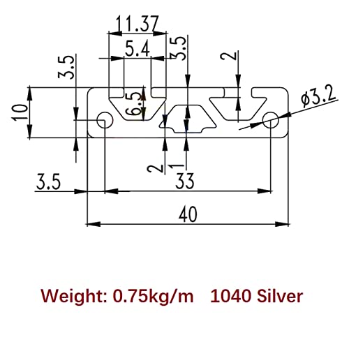 MSSOOMM 4 Pachet 1040 Profil de extrudare din aluminiu Lungime 54,33 inch / 1380mm argint, 10 x 40mm 10 seria T tip T-slot