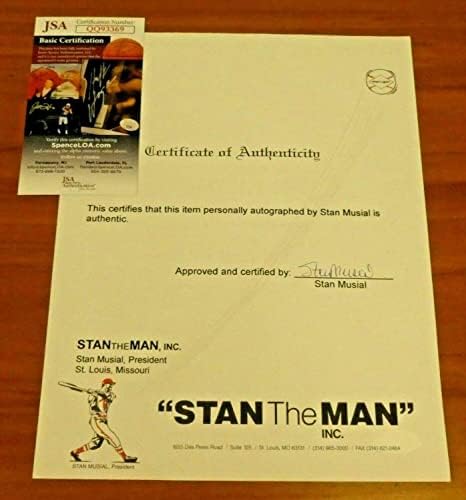 Stan Musial Baseball HOF Certificat de autenticitate semnat cu JSA COA - baseball -uri autografate