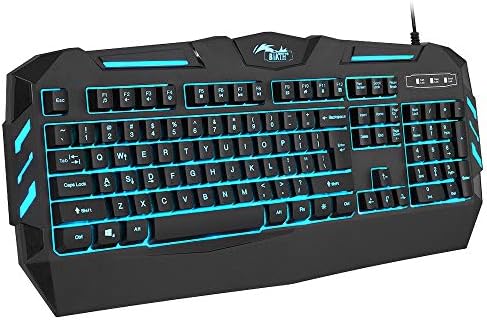 BAKTH 7 culori LED Backlit Gaming Keyboard, senzație mecanică și impermeabil, iluminat USB Wired Keyboard pentru Pro PC Gamer