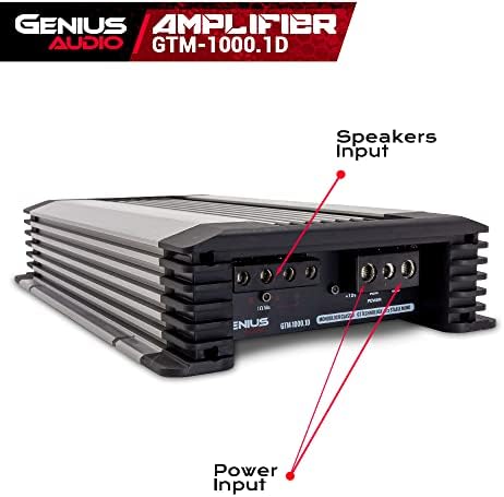 Genius Audio GTM-1000.1D Compact Compact cu o gamă completă Amplificator auto Monoblock 2000 Watts Clasa maximă D 1 ohm Stabil