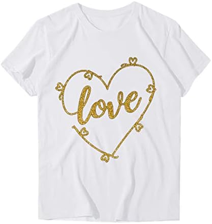 Tricouri asortate ZNNE pentru cupluri bluză pentru femei Hanorac cu mânecă scurtă cu imprimeu de Ziua Îndrăgostiților pentru