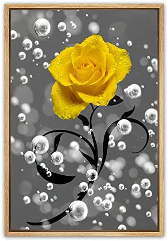 Pictură cu flori de trandafir imprimare baie decor perete artă galbenă trandafir poster print galben flori de trandafir galben