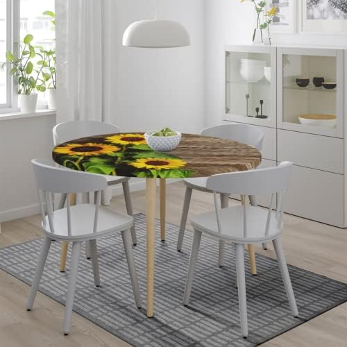 Colmolight Fețe de masă de floarea-soarelui 60 inch-față de masă rotundă din lemn de floarea-soarelui-Fețe de masă rezistente