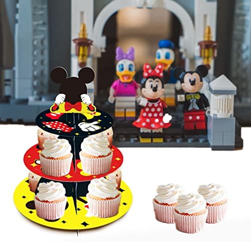 ZXVSKR 3-Tier Mickey Mouse Cupcake Stand For Girls Boys Kids Baby Duș Duș nuntă pentru naștere