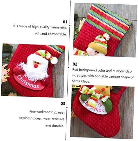 Amosfun 3pcs geantă cadou ciorapi de Crăciun Chrisme Socks Cheistmas Pocket Socks Christmas Stocking Candy Bag Snowman Craciun