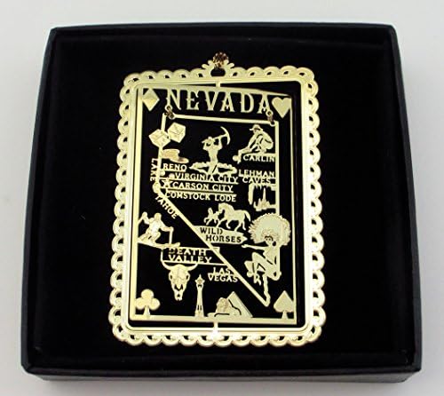 Ornament de alamă de stat din Nevada Cutie cadou din piele neagră
